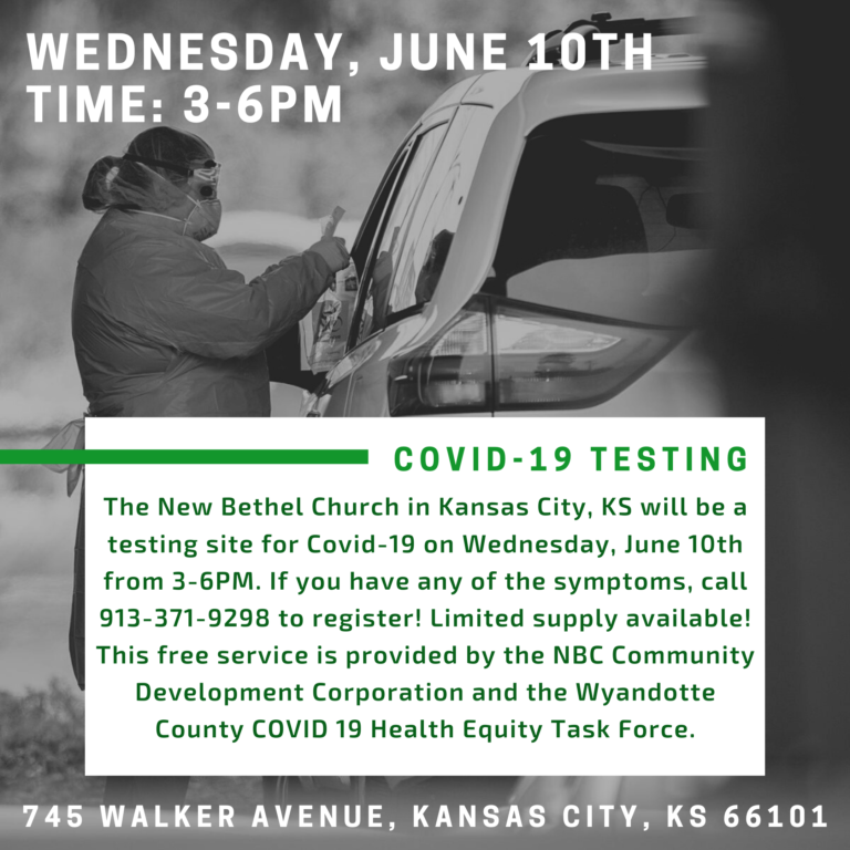 COVID19 DRIVETHRU Testing The New Bethel Church